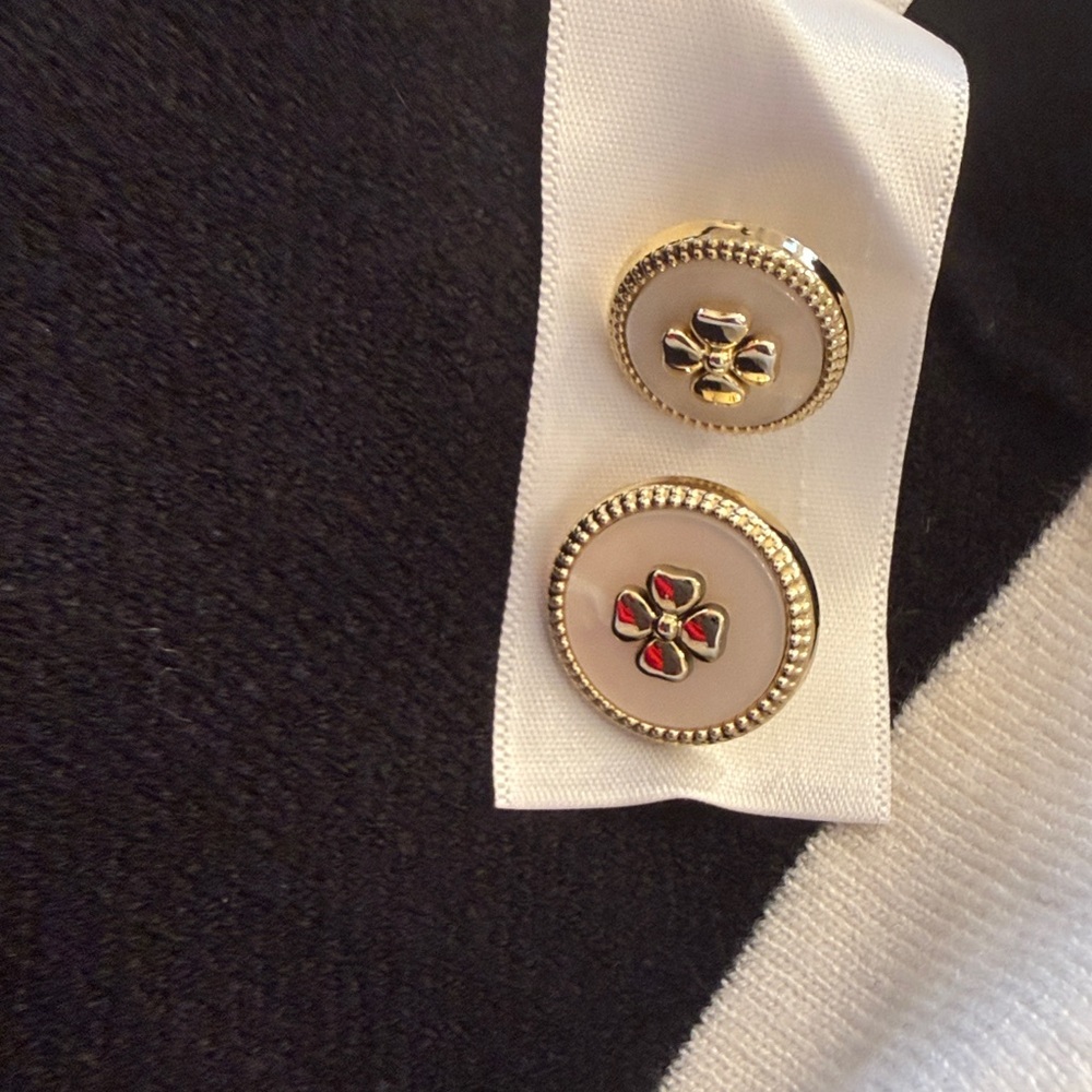 Adrienne Vittadini Black Cardigan with Cream Accents - Picture 8 of 8